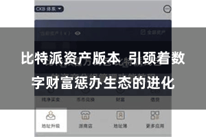 比特派资产版本 引颈着数字财富惩办生态的进化